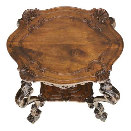 Table en bois sculpt&eacute; de style n&eacute;o-Roccoco du d&eacute;but du XIX&egrave;me si&egrave;cle. Naturholz Neorococo At the turn of 19th -20th century - Foto 5