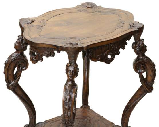 Table en bois sculpt&eacute; de style n&eacute;o-Roccoco du d&eacute;but du XIX&egrave;me si&egrave;cle. Bois naturel Neorococo At the turn of 19th -20th century - photo 6