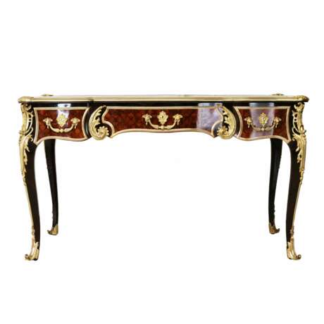 Magnificent writing desk in wood and gilded bronze Louis XV style. Wood 19th century - photo 7