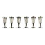 Six Latvian silver glasses with legs in their own box. 1920-30s Silver 875 Eclecticism 20th century - photo 2