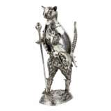 Catchy and ironic silver figure Cat in Boots. G&uuml;nther Grungessel. Hannau. 1883 Silver Eclecticism 19th century - photo 1