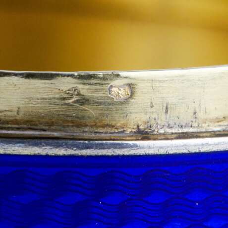 Silver French mussel in cobalt blue guilloche enamel. Silver guilloche enamel gilding 20th century - photo 6