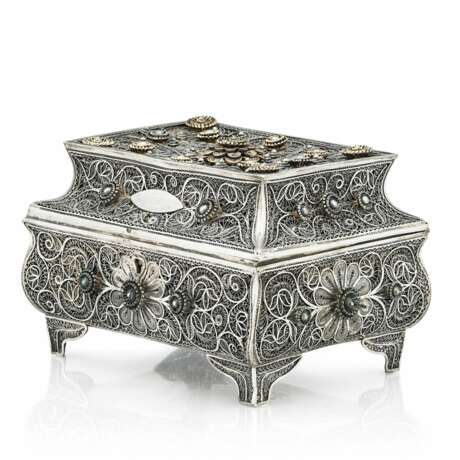 Silver filigree box from the 19th century. Odessa Russian Empire 1898-1908 Silver 84 Neo-Russian At the turn of 19th -20th century - photo 1