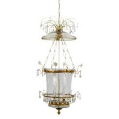 Russian Crystal &amp; Ormolu Mounted Two-Light Lantern Chandelier.Russia, early 19th century.