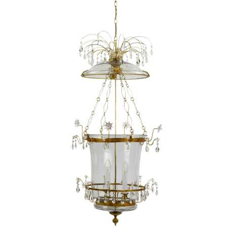 Russian Crystal &amp; Ormolu Mounted Two-Light Lantern Chandelier.Russia early 19th century. Bronze glass Early 19th century - photo 1