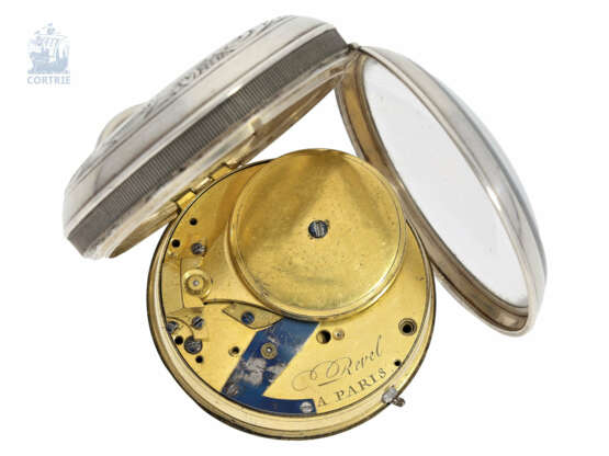 Taschenuhr: technisch hochinteressante Taschenuhr mit automatischem Aufzug "Perpetuelle", Gangreserve-Anzeige und Zentralsekunde, Revel Paris No. 14558, ca. 1800, ehemals Bestandteil der Sammlung "Sabrier" - photo 3