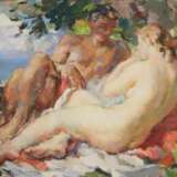 RENAULT Fernand Albert (1887-1939). Couple amoureux. Sous la canopee des arbres. Canvas oil 20th century - Foto 2