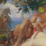 RENAULT Fernand Albert (1887-1939). Couple amoureux. Sous la canopee des arbres. Canvas oil 20th century - Foto 4