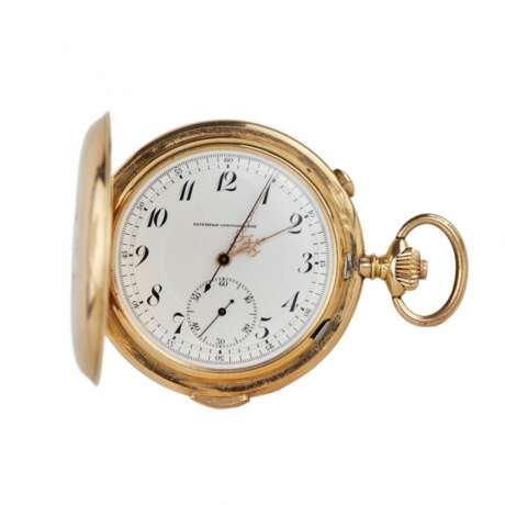 Heures Repetition Quarts Taschenuhr Chronographe Montre de poche en or 14 carats Gold 14K At the turn of 19th -20th century - Foto 1