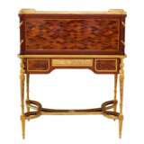E.KAHN. A magnificent cylindrical bureau in mahogany and satin wood with gilt bronze. Gilded bronze 19th century - photo 9