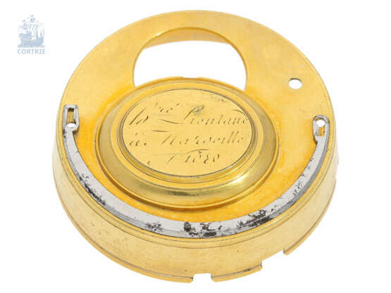 Taschenuhr: außergewöhnlich große und seltene Doppelgehäuse-Spindeluhr mit Alarm, Honnore Lieutand a Marseille No. 1080, ca. 1790 - Foto 3