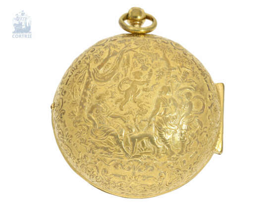 Taschenuhr: französische Oignon mit goldenem Prunkschlüssel, Marc Delamare Paris, ca. 1720 - photo 3