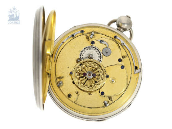Taschenuhr: große und schwere Clockwatch mit Repetition und Selbstschlag, Frankreich ca. 1810 - photo 4
