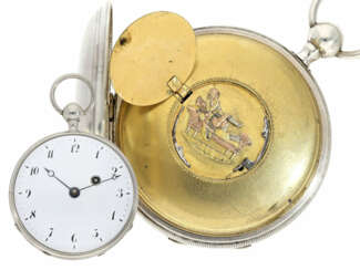 Taschenuhr: sehr gut erhaltene, hochfeine französische Schlagwerks-Taschenuhr mit verstecktem erotischen Automat, ca.1820