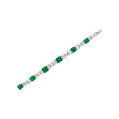 JANESICH ART DECO EMERALD AND DIAMOND BRACELET