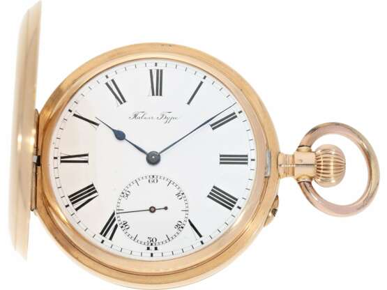 Taschenuhr: sehr schönes 14K Gold Savonnette-Ankerchronometer, Pavel Buhre No. 158586, hohe Werksqualität - photo 1