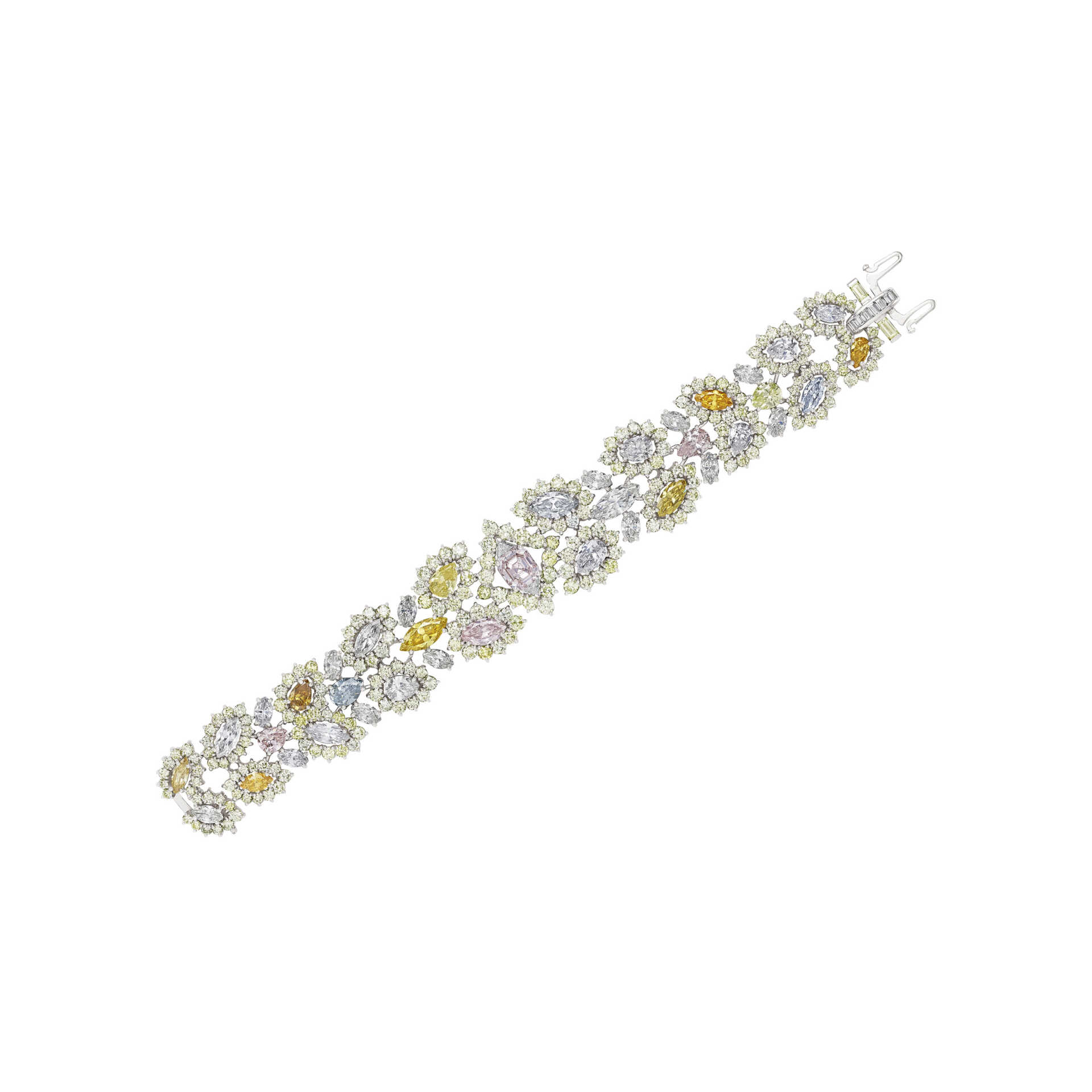 AN IMPORTANT COLORED DIAMOND AND DIAMOND BRACELET