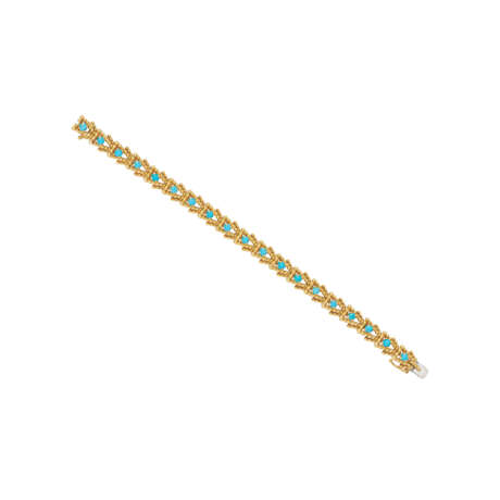 TIFFANY & CO., JEAN SCHLUMBERGER CORAL AND DIAMOND BRACELET AND UNSIGNED TURQUOISE AND GOLD BRACELET - photo 3