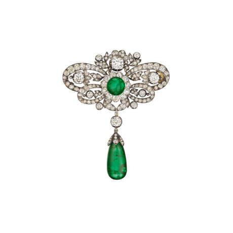 ANTIQUE EMERALD AND DIAMOND BROOCH - Foto 1