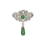 ANTIQUE EMERALD AND DIAMOND BROOCH - photo 1