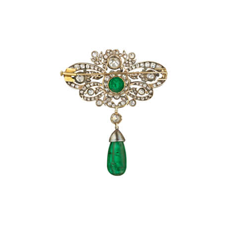 ANTIQUE EMERALD AND DIAMOND BROOCH - Foto 4