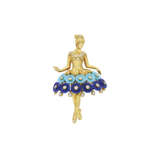 VAN CLEEF & ARPELS LAPIS LAZULI, TURQUOISE AND DIAMOND `BOUTON D`OR BALLERINA` BROOCH - Foto 1