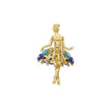 VAN CLEEF & ARPELS LAPIS LAZULI, TURQUOISE AND DIAMOND `BOUTON D`OR BALLERINA` BROOCH - photo 3