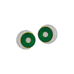 BULGARI JADE AND DIAMOND EARRINGS