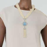 DAVID WEBB CULTURED PEARL, AQUAMARINE AND DIAMOND NECKLACE - Foto 2