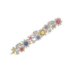 TIFFANY &amp; CO., JEAN SCHLUMBERGER COLORED SAPPHIRE, SAPPHIRE AND DIAMOND &#39;FLEURAGE&#39; BRACELET