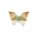 WALLACE CHAN CARVED JADE, COLORED DIAMOND, DIAMOND AND MULTI-GEM BUTTERFLY BROOCH - фото 1