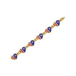 BULGARI LAPIS LAZULI, CORAL AND DIAMOND &#39;STARS AND STRIPES&#39; BRACELET