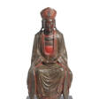 STATUE DE GUANYIN ASSISE EN BOIS LAQU&#201; - Prix ​​des enchères