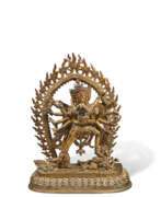 Népal. STATUE DE CHAKRASAMVARA EN BRONZE DOR&#201;