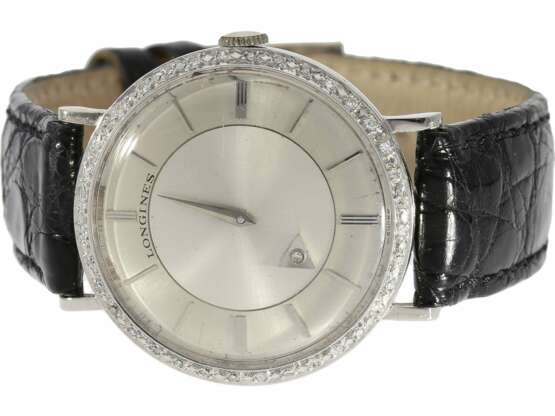 Armbanduhr: seltene vintage Armbanduhr mit Diamantbesatz, Longines "Mysterieuse", 14K Weißgold, ca. 1950 - фото 1