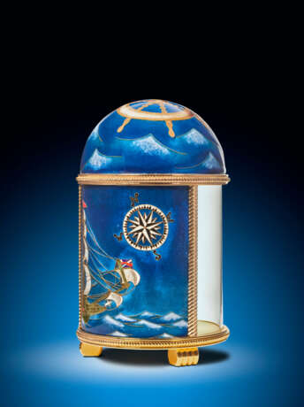 PATEK PHILIPPE. AN EXCEPTIONL AND UNIQUE GILT BRASS DOME TABLE CLOCK WITH ‘OCEAN-GOING VESSELS’ CLOISONN&#201; ENAMEL DECORATION - фото 4