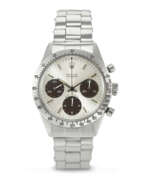 Europa. ROLEX. A RARE AND HIGHLY ATTRACTIVE STAINLESS STEEL CHRONOGRAPH WRISTWATCH WITH TROPICAL REGISTERS AND BRACELET