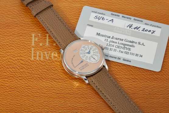 F.P. JOURNE. AN ATTRACTIVE PLATINUM AUTOMATIC WRISTWATCH WITH OUTSIZED DATE AND POWER RESERVE - фото 3