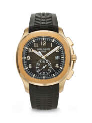 PATEK PHILIPPE. A VERY RARE AND COVETED 18K PINK GOLD AUTOMATIC FLYBACK CHRONOGRAPH WRISTWATCH WITH DATE