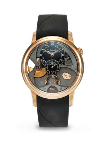 ROMAIN GAUTHIER. A VERY RARE AND AVANT-GARDE 18K PINK GOLD LIMITED EDITION AUTOMATIC WRISTWATCH WITH OPENWORKED MICRO-ROTOR MOVEMENT - photo 1