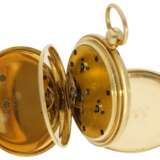 Taschenuhr: äußerst seltene 18K Goldsavonnette mit 8-Tage-Werk, England für den osmanischen Markt, L. Gaebert London No.1424, Hallmarks 1857 - photo 5