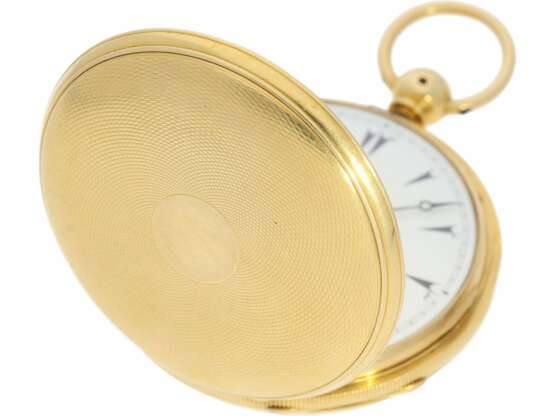 Taschenuhr: äußerst seltene 18K Goldsavonnette mit 8-Tage-Werk, England für den osmanischen Markt, L. Gaebert London No.1424, Hallmarks 1857 - фото 6