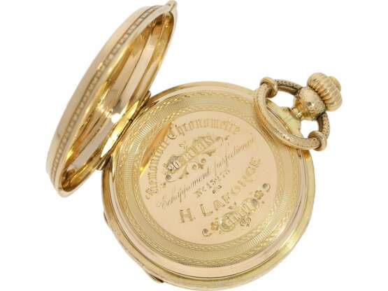 Taschenuhr: einzigartiges, hochinteressantes Taschenchronometer mit frühem Kronenaufzug, LaForge Geneve No.13278, gefertigt für ein spanisches Adelshaus, vermutlich um 1860 - Foto 5