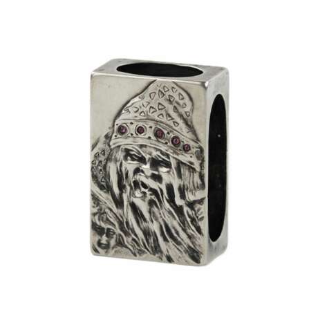 Silver match holder made in the Russian Art Nouveau style with the image of a goblin. Glass At the turn of 19th -20th century - photo 1