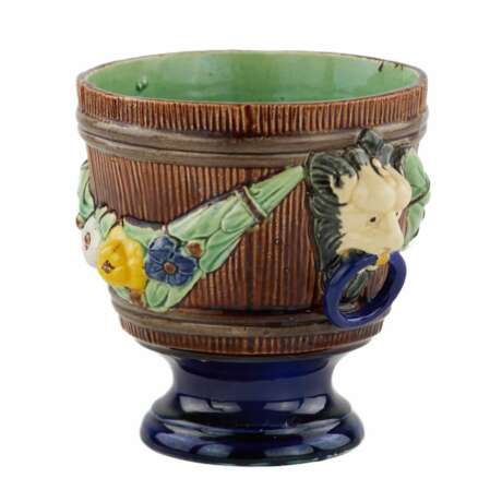 A small majolica flowerpot from the S.I. factory. Maslennikova. 1880s. Majolica Eclecticism Late 19th century - photo 1