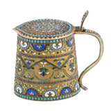Russian silver cloisonn&eacute; enamel mug in neo-Russian style. 20th century. Silver 84 Cloisonné enamel Gilding Neo-Russian 20th century - photo 1