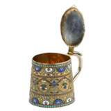 Russian silver cloisonn&eacute; enamel mug in neo-Russian style. 20th century. Silver 84 Cloisonné enamel Gilding Neo-Russian 20th century - photo 5