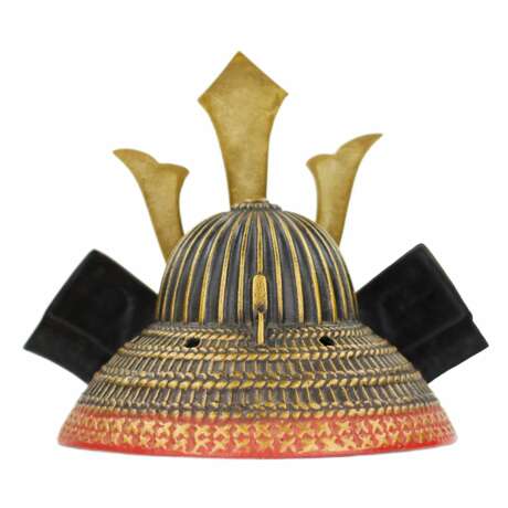 Бронзовая модель - самурайский шлем Япония 20 век. Bronze and brass 20th century г. - фото 3