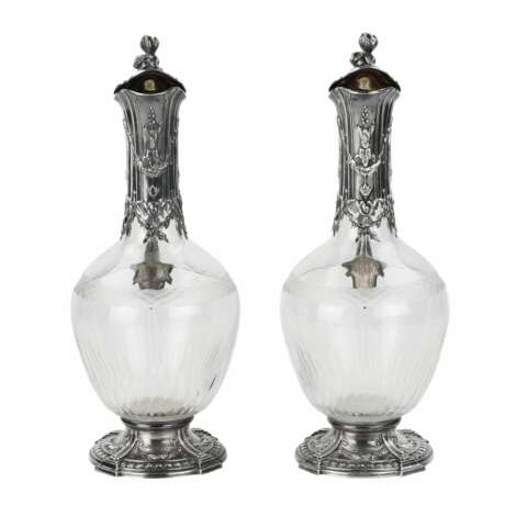 Pair of French glass wine jugs in silver. 19th century. Silver Glass Early 20th century - photo 3