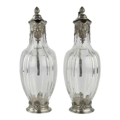 A pair of Regency style crystal jugs in silver from CHRISTOFLE. Silver Crystal Eclecticism Late 19th century - photo 2